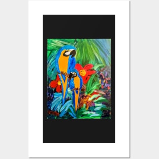 Two parrots in the jungle Posters and Art